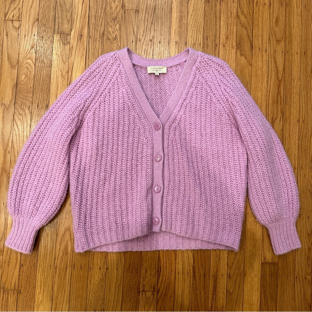 sézane basile cardigan in mauve